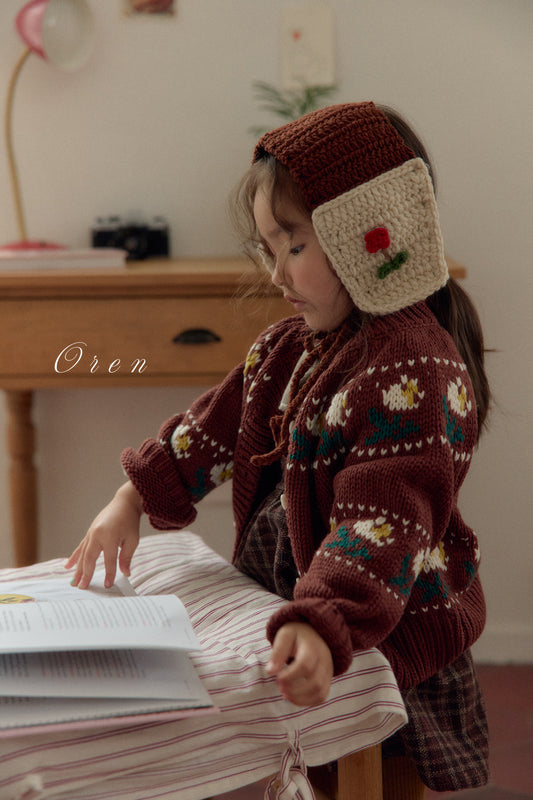 韓國童裝 25秋冬 | OR25412 Belotti Flower Knit Cardigan (2WAY)