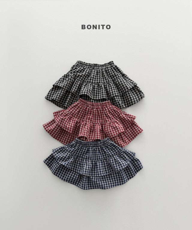 韓國童裝 26秋| BT62 Check Tiered Skirt 短裙 (80-140)