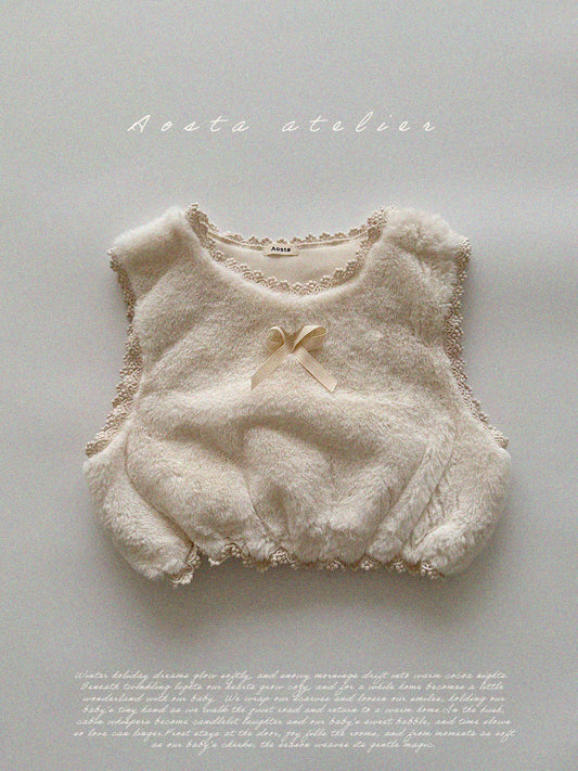 韓國童裝 25秋冬 | AO2558 Fur Ribbon Vest