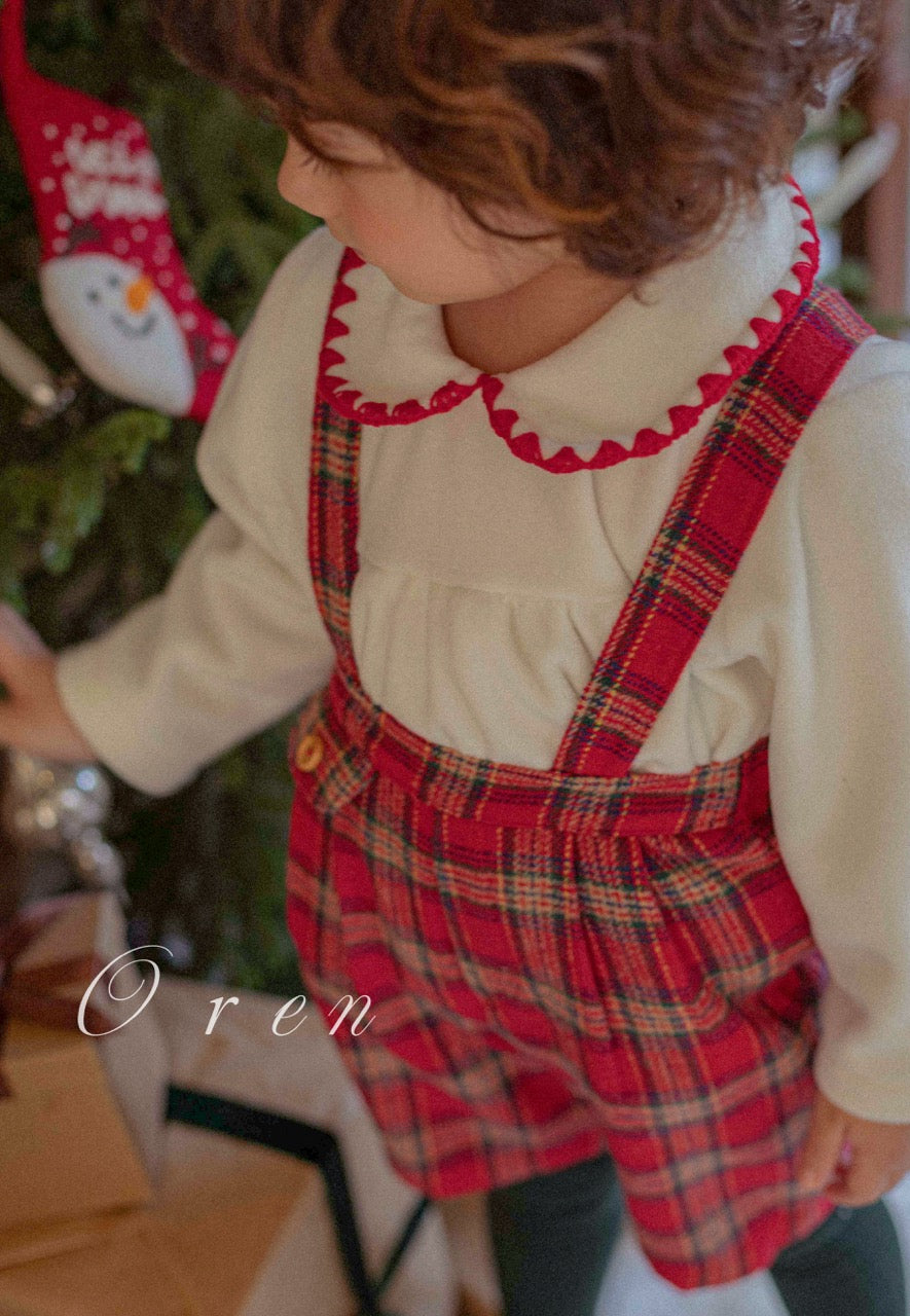 韓國童裝 25秋冬 | OR25505 聖誕款 Eve Check Melange Pants