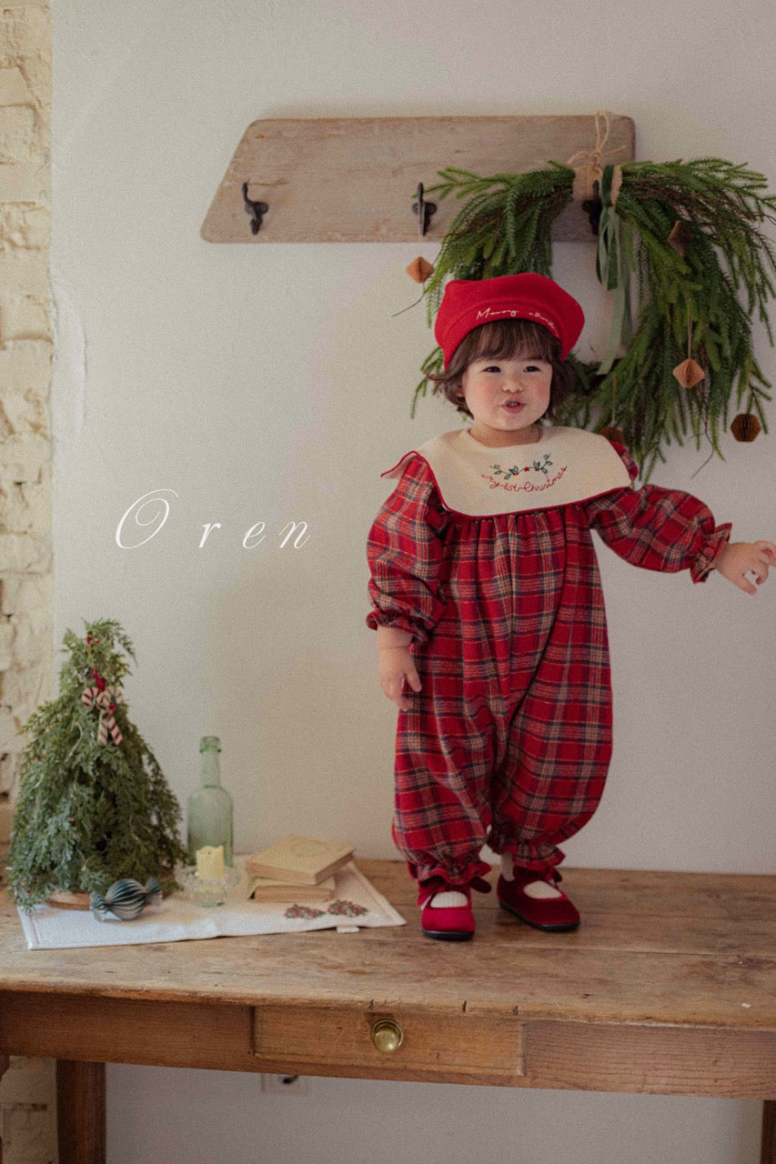 韓國童裝 25秋冬 | OR25505 聖誕款 Eve Check Baby Suit