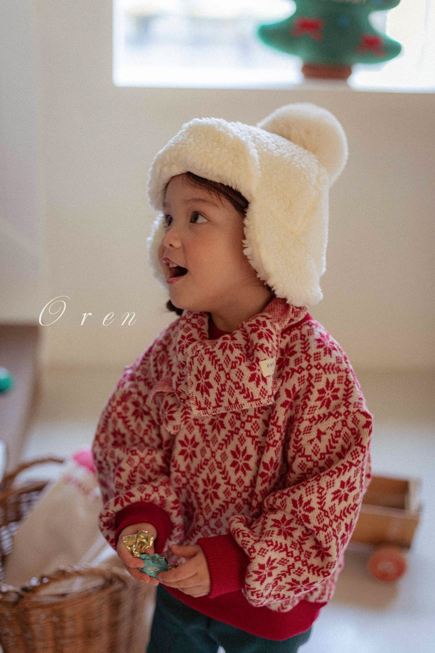 韓國童裝 25秋冬 | OR25509 聖誕款 Christmas Knit with Muffler Set