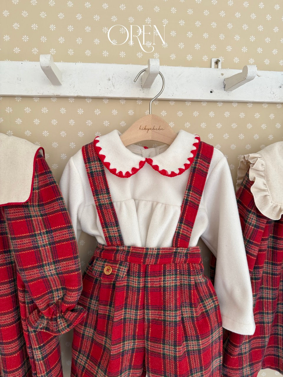 韓國童裝 25秋冬 | OR25505 聖誕款 Eve Check Melange Pants