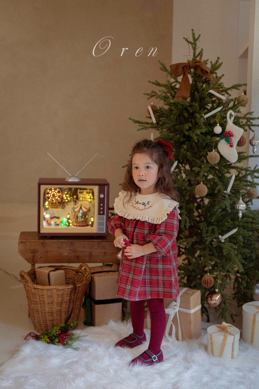 韓國童裝 25秋冬 | OR25505 聖誕款 Eve Check Kids OPS