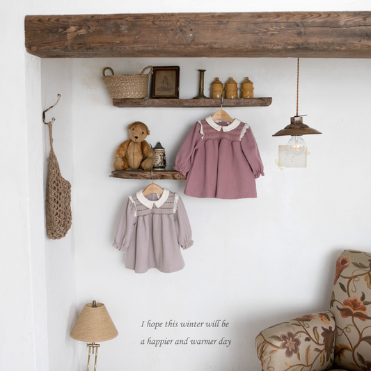 韓國童裝 25秋冬 | MD25438 Lace Embroidery Kids OPS