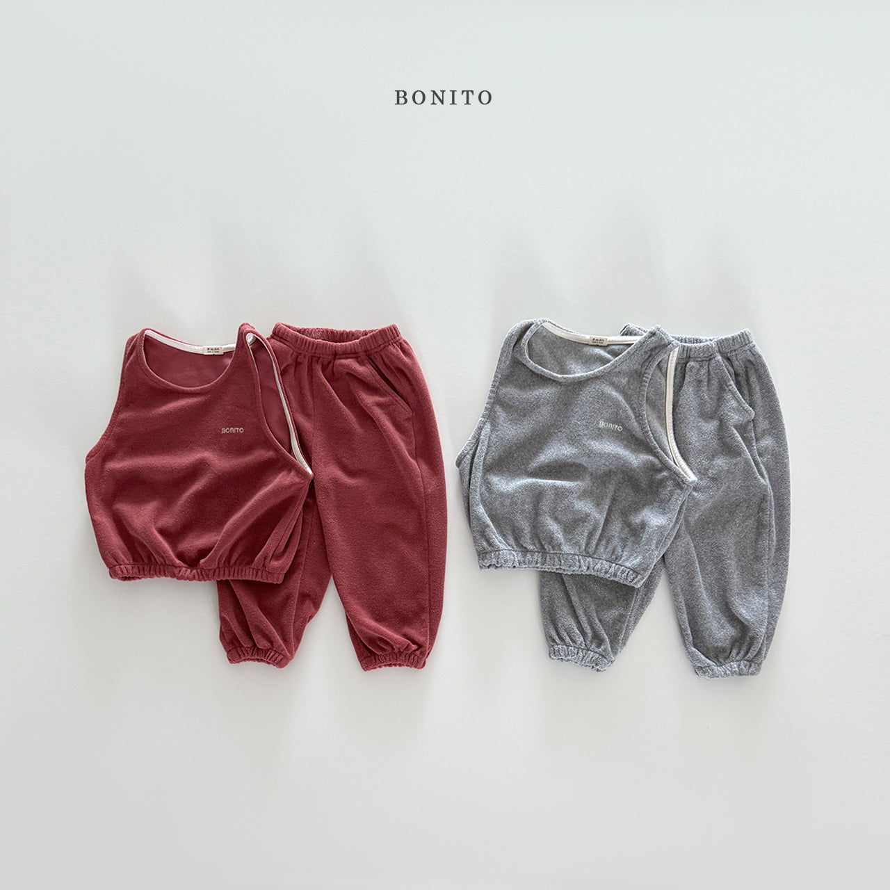 韓國童裝 25秋| BT25344 BONITO SLEEVELESS TOP AND BOTTOM SET (70-140CM)