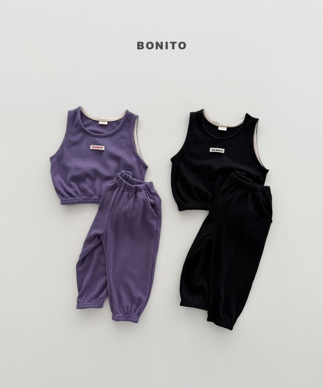 韓國童裝 26秋| BT59 Mini Waffle Vest Pants Set 套裝 (80-140)
