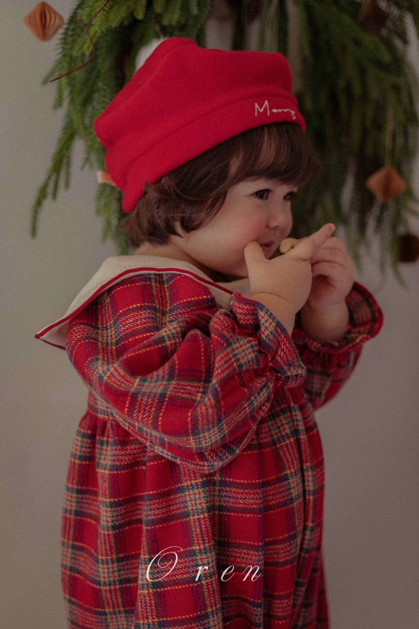 韓國童裝 25秋冬 | OR25505 聖誕款 Eve Check Baby Suit