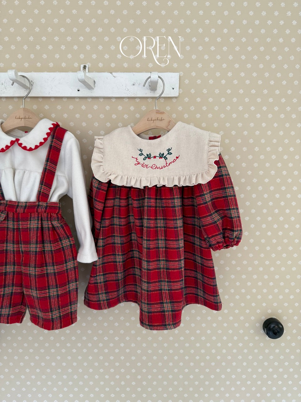 韓國童裝 25秋冬 | OR25505 聖誕款 Eve Check Kids OPS