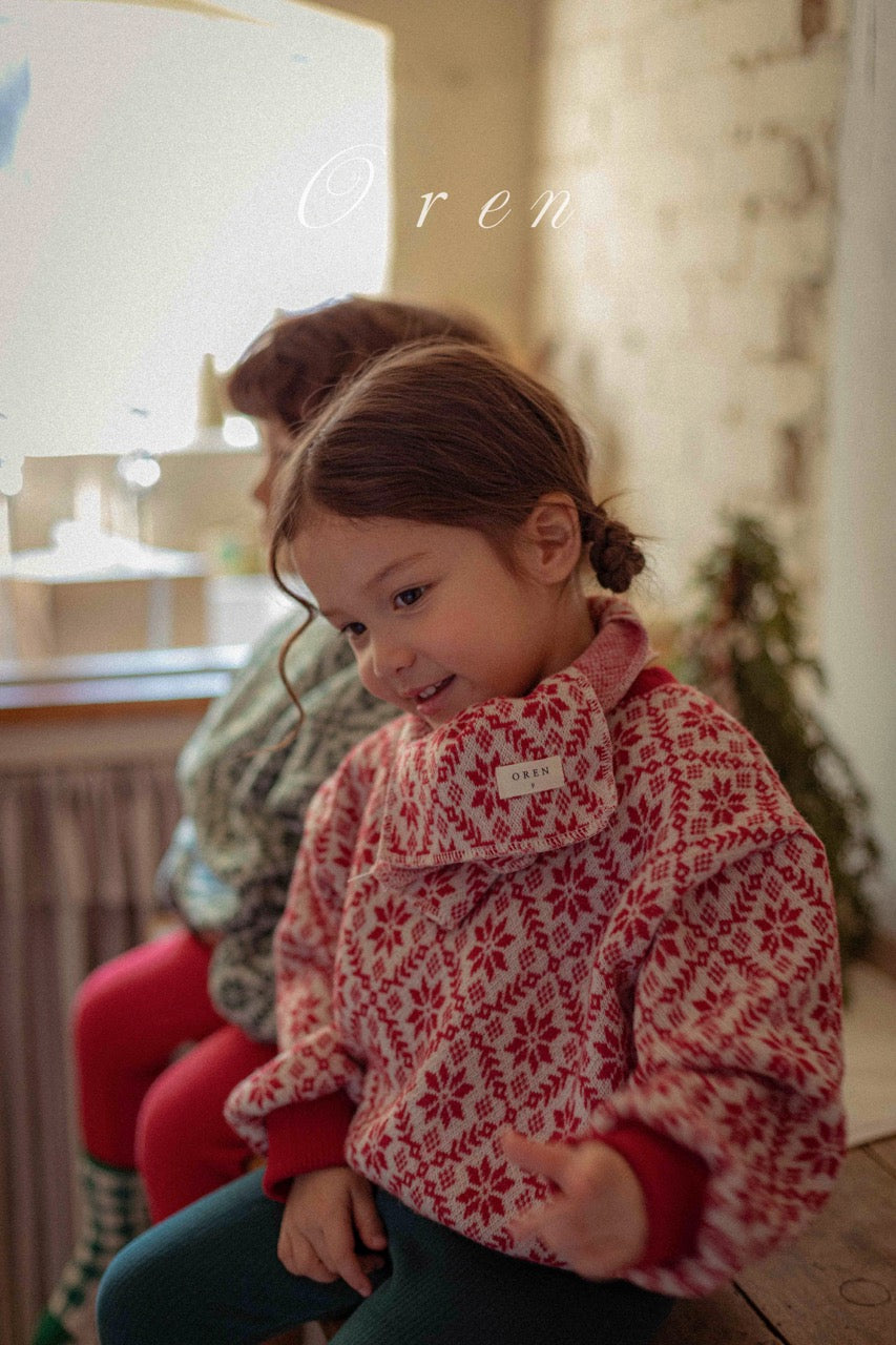 韓國童裝 25秋冬 | OR25509 聖誕款 Christmas Knit with Muffler Set