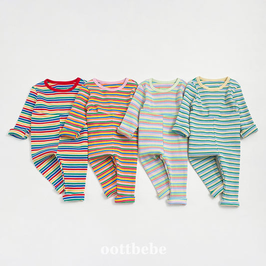 韓國童裝 | OT25342 OT Stripe Kids Top and Bottom Set