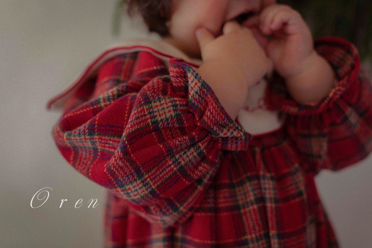韓國童裝 25秋冬 | OR25505 聖誕款 Eve Check Baby Suit