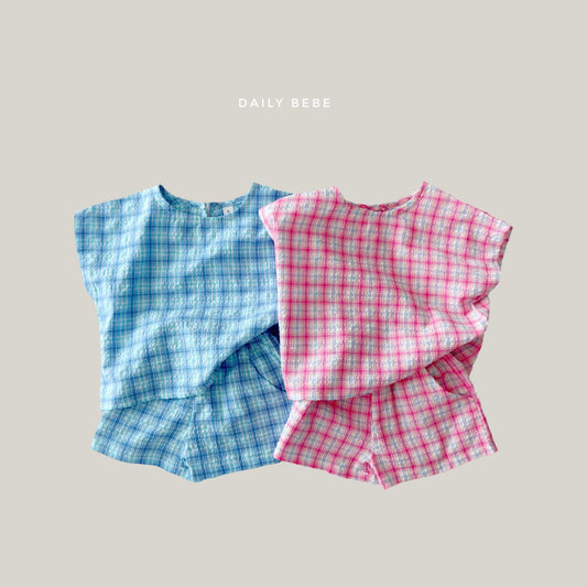 韓國童裝 26夏| DD10 Check Seersucker Set (75-140cm)