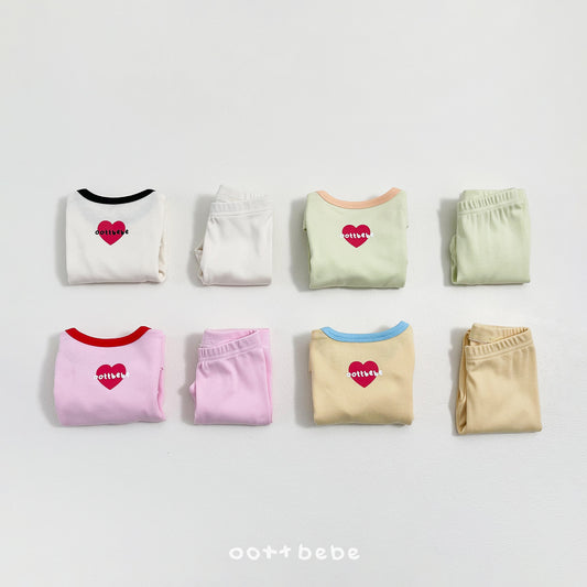 韓國童裝 26SS | OT04 Kids Modal Heart Top and Bottom Set (75-120cm)