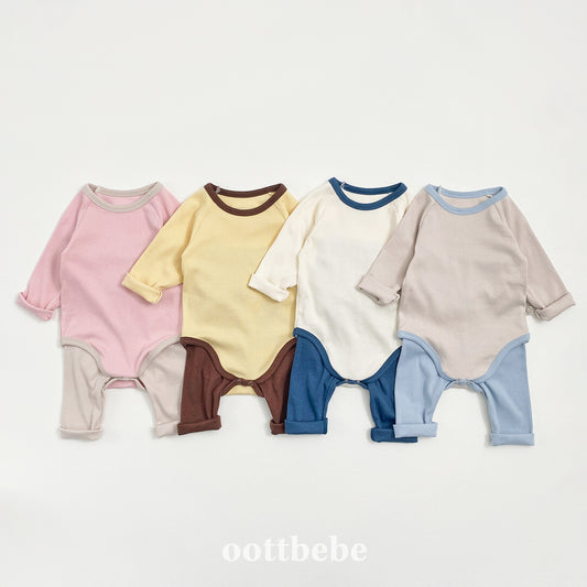 韓國童裝 | OT25335 2-tone Baby Suit with Leggings