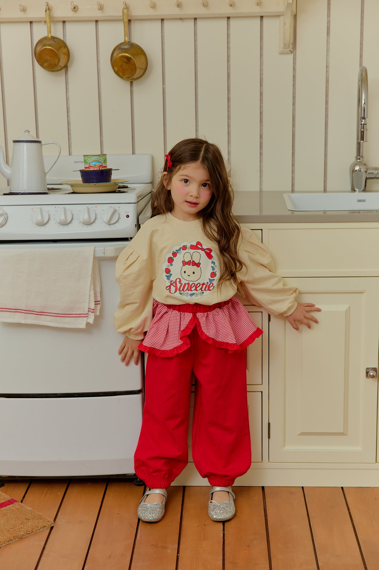 韓國童裝 26春 | SE28 格紋裙擺長褲 (90~130cm)