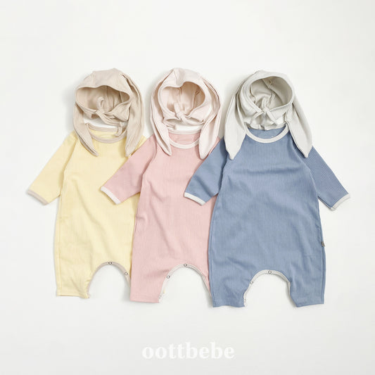 韓國童裝 | OT25353 Baby Suit with Rabbit Bonnet