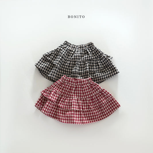 韓國童裝 25秋| BT25333 CHECKERED CANCAN SKORT  (70-140CM)