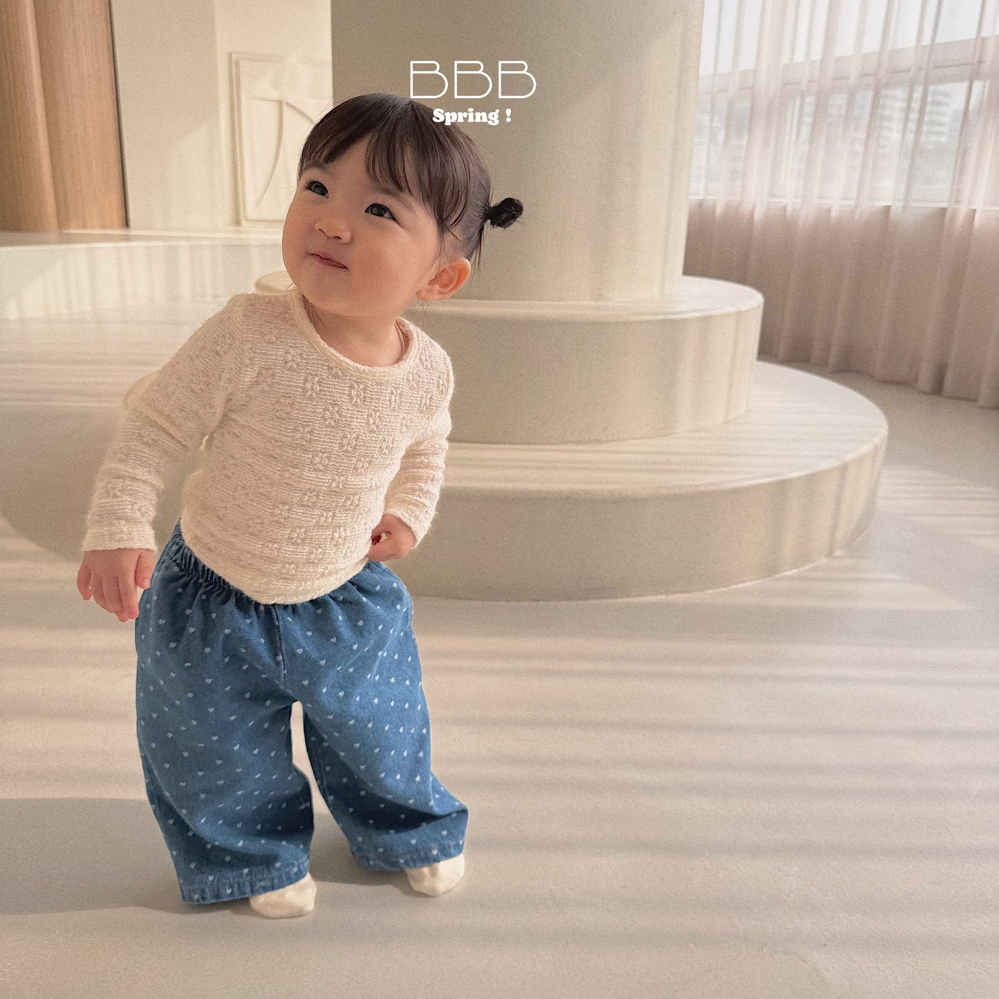 韓國童裝 26春 | BB41 Bebe Dot Dot Denim Pants (70-110cm)
