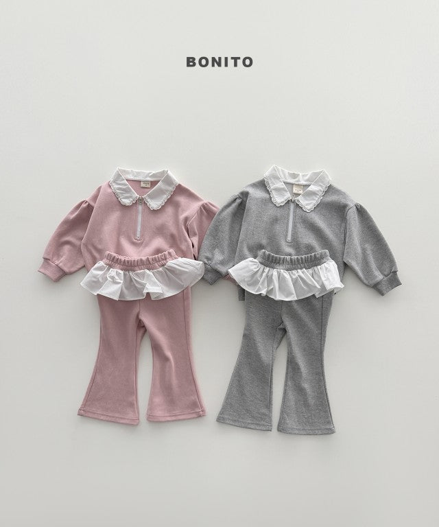 韓國童裝 26秋| BT61 Shirring Collar Zip-up Set 套裝 (80-140)