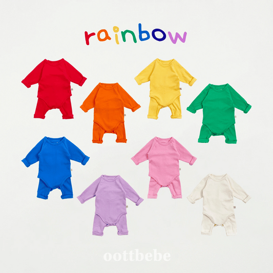 韓國童裝 | OT25313 Rainbow Bunny Baby Suit with Leggings