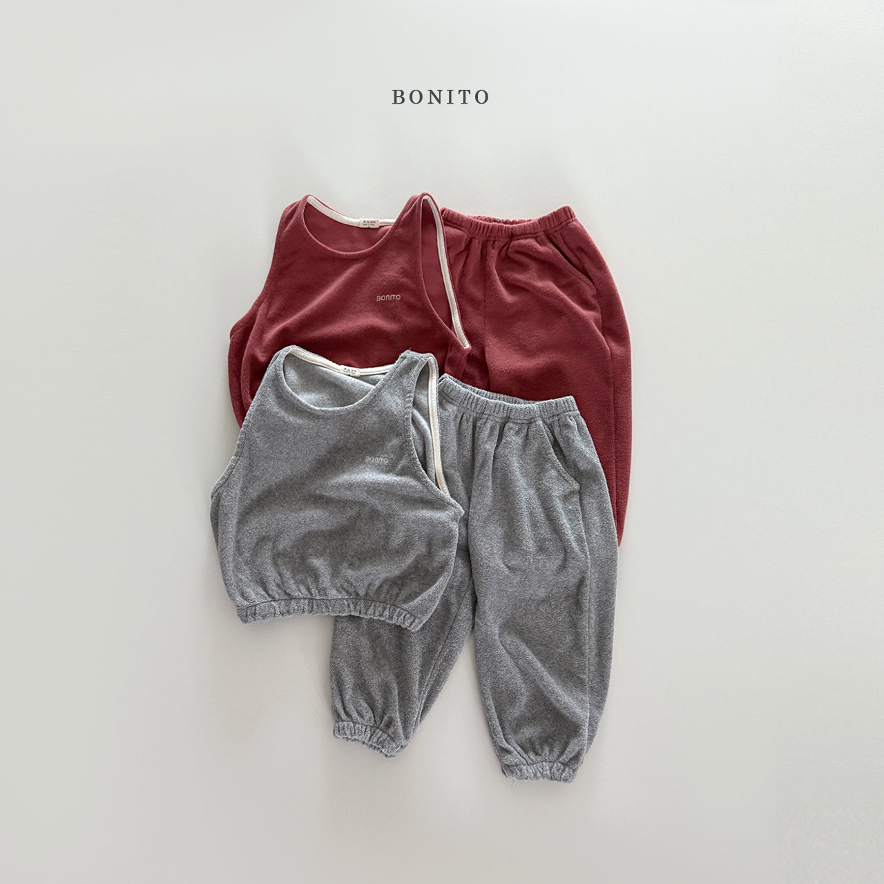 韓國童裝 25秋| BT25344 BONITO SLEEVELESS TOP AND BOTTOM SET (70-140CM)