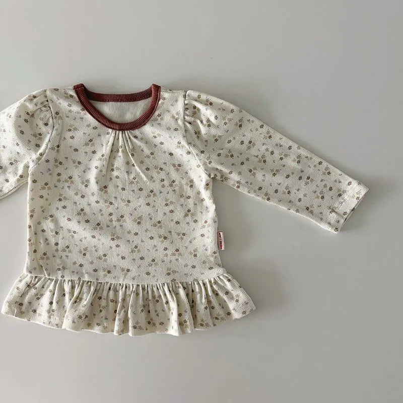 韓國童裝 26秋| HM09 Floral Frill Loungewear Set 碎花波浪居家服 (12m-120)