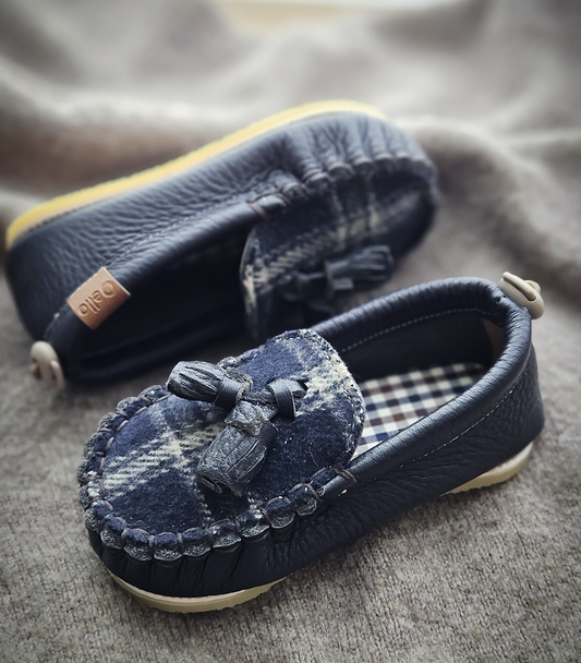 9月團) 韓國手工真皮鞋團  Loafer navy check