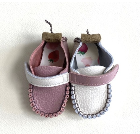 9月團) 韓國手工真皮鞋團  Velcro mismatchCreamPink