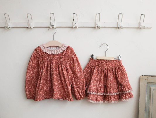 韓國童裝 25秋 | FU25326 Mui Blouse & Ronnie Skirt Set