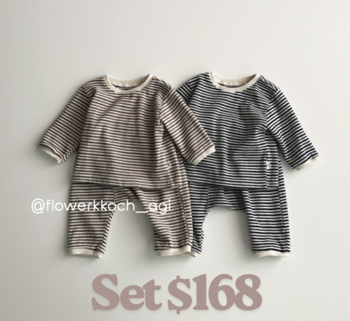 韓國童裝 25秋 | LD253 Baby Stripe Top and Bottom Set
