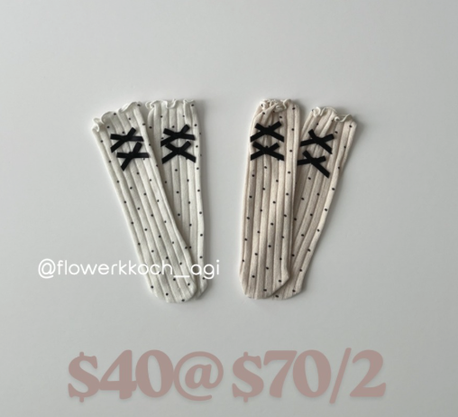 韓國童裝 25秋 | LD253 Ribbon Dot Dot Knee Socks