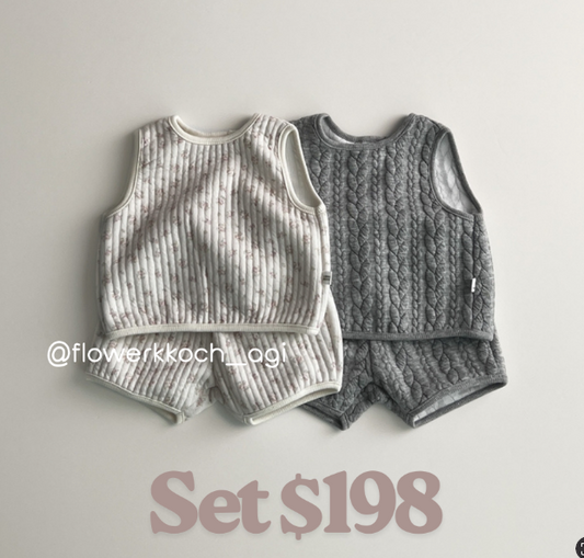 韓國童裝 25秋 | LD253 Baby Sleeveless Top and Bottom Set