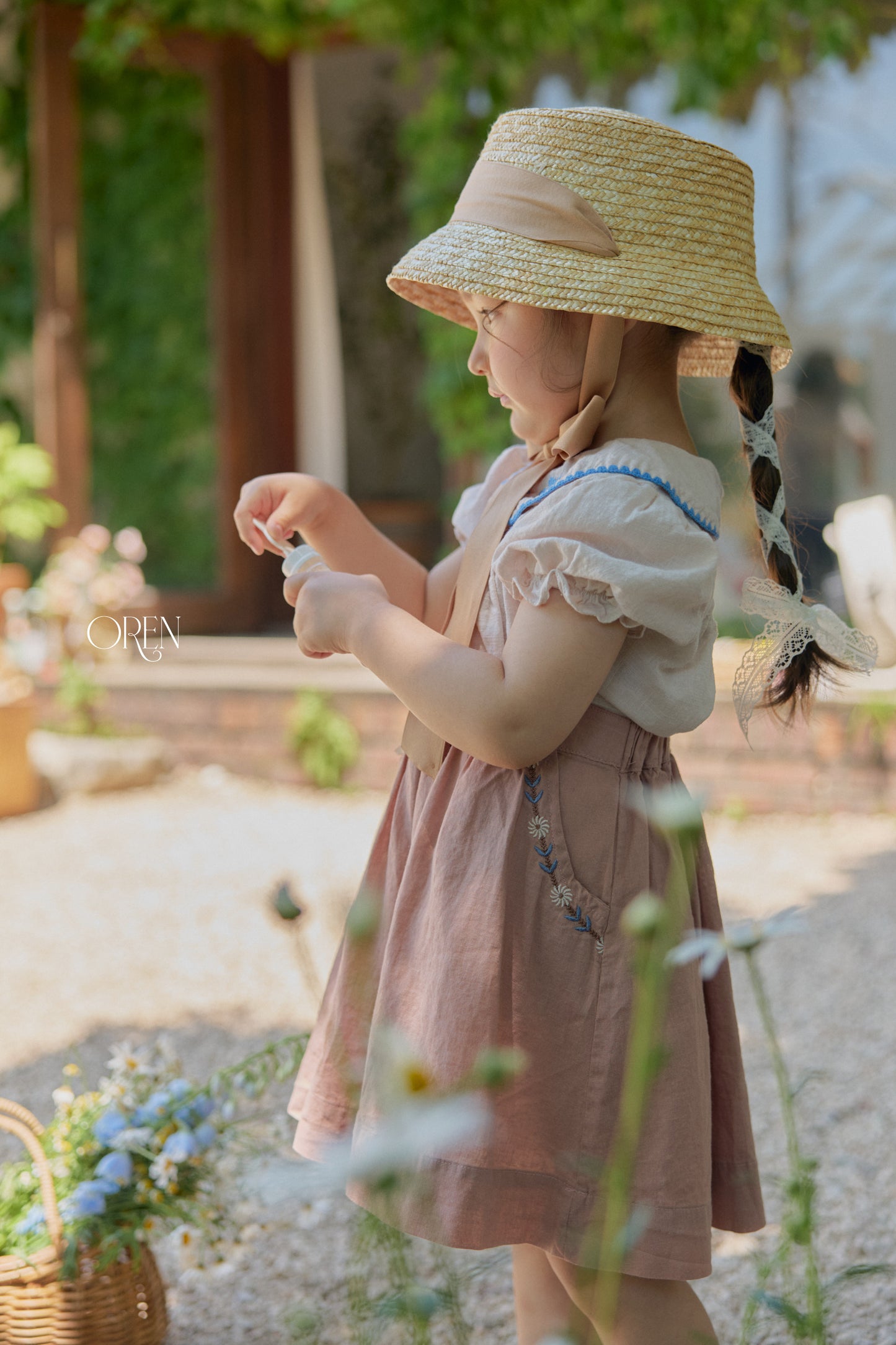 韓國童裝 26夏| OR90 Chouette Ribbon Straw Hat 舒埃特緞帶草帽 (One Size)