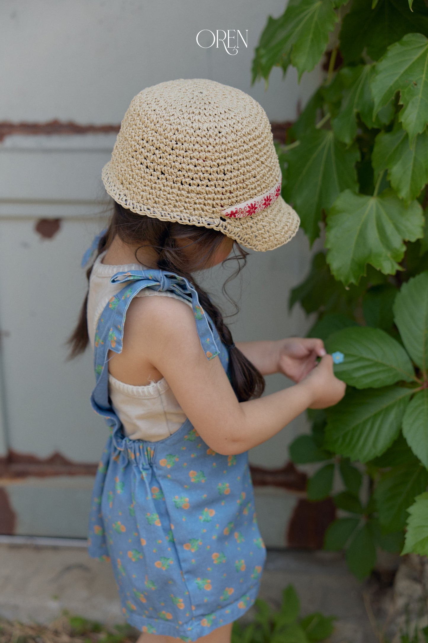 韓國童裝 26夏| OR68 Camellia Jumper Overall 山茶花吊帶褲 (90-120)