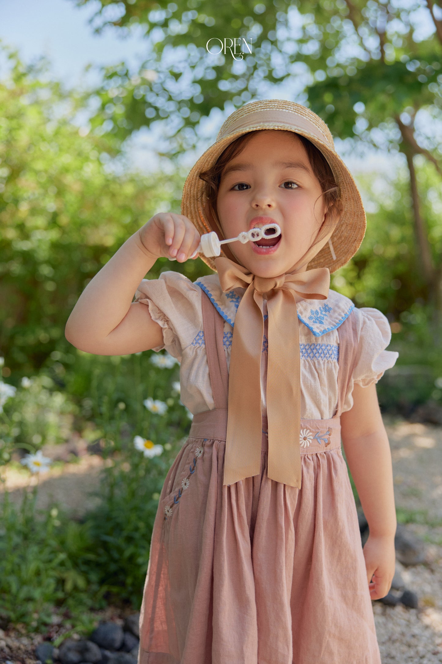 韓國童裝 26夏| OR90 Chouette Ribbon Straw Hat 舒埃特緞帶草帽 (One Size)