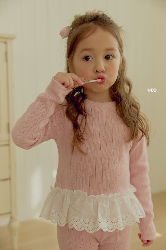 韓國童裝 26春 |  UE13 Joy Lace Frill T-Shirt (90-125cm)