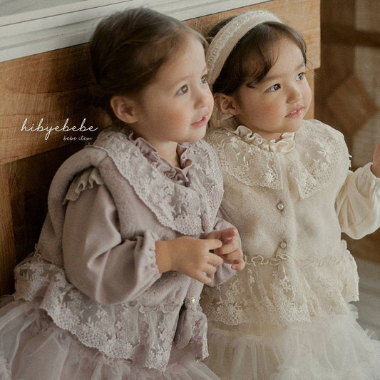 韓國童裝 24秋冬 | HB24441 Fur Lace Vest - FLO | FLOWERKKOCH 
