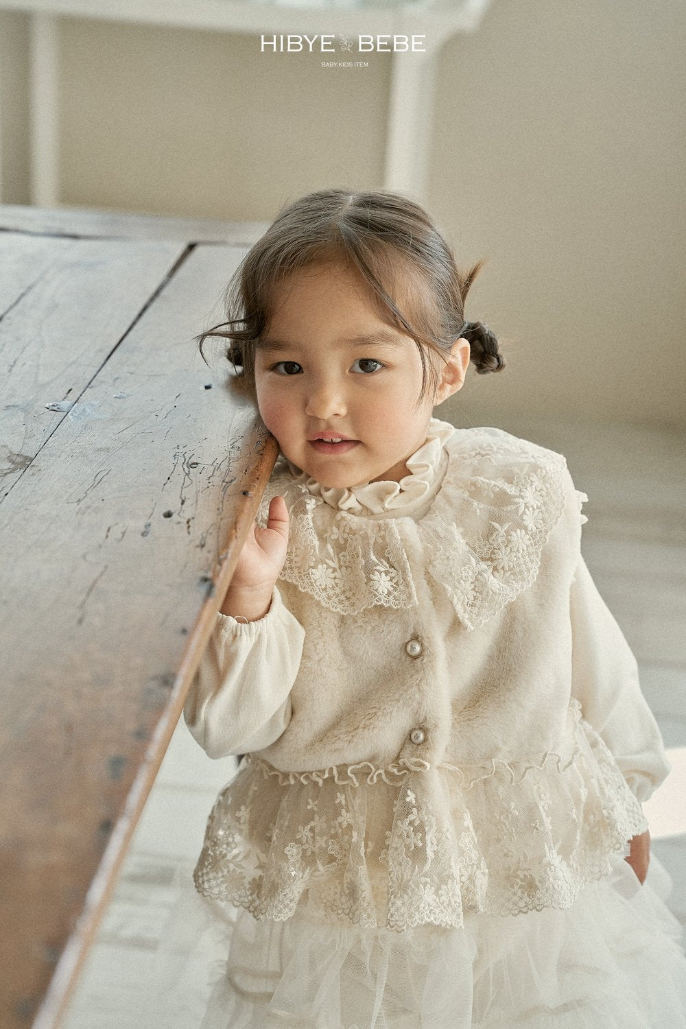 韓國童裝 24秋冬 | HB24441 Fur Lace Vest - FLO | FLOWERKKOCH 
