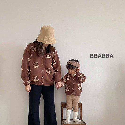 韓國童裝 24秋冬 | bbabba Bear bear cardigan 親子裝 - FLO | FLOWERKKOCH 