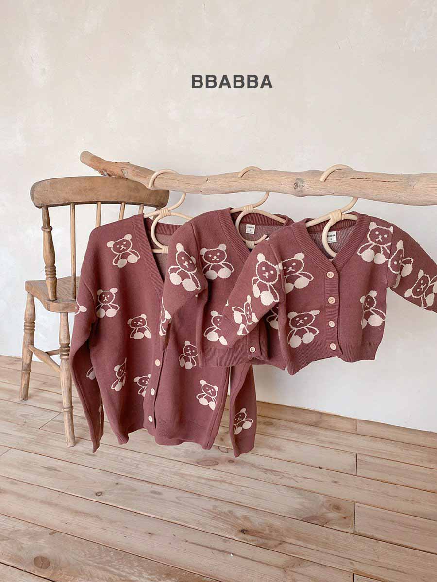韓國童裝 24秋冬 | bbabba Bear bear cardigan 親子裝 - FLO | FLOWERKKOCH 