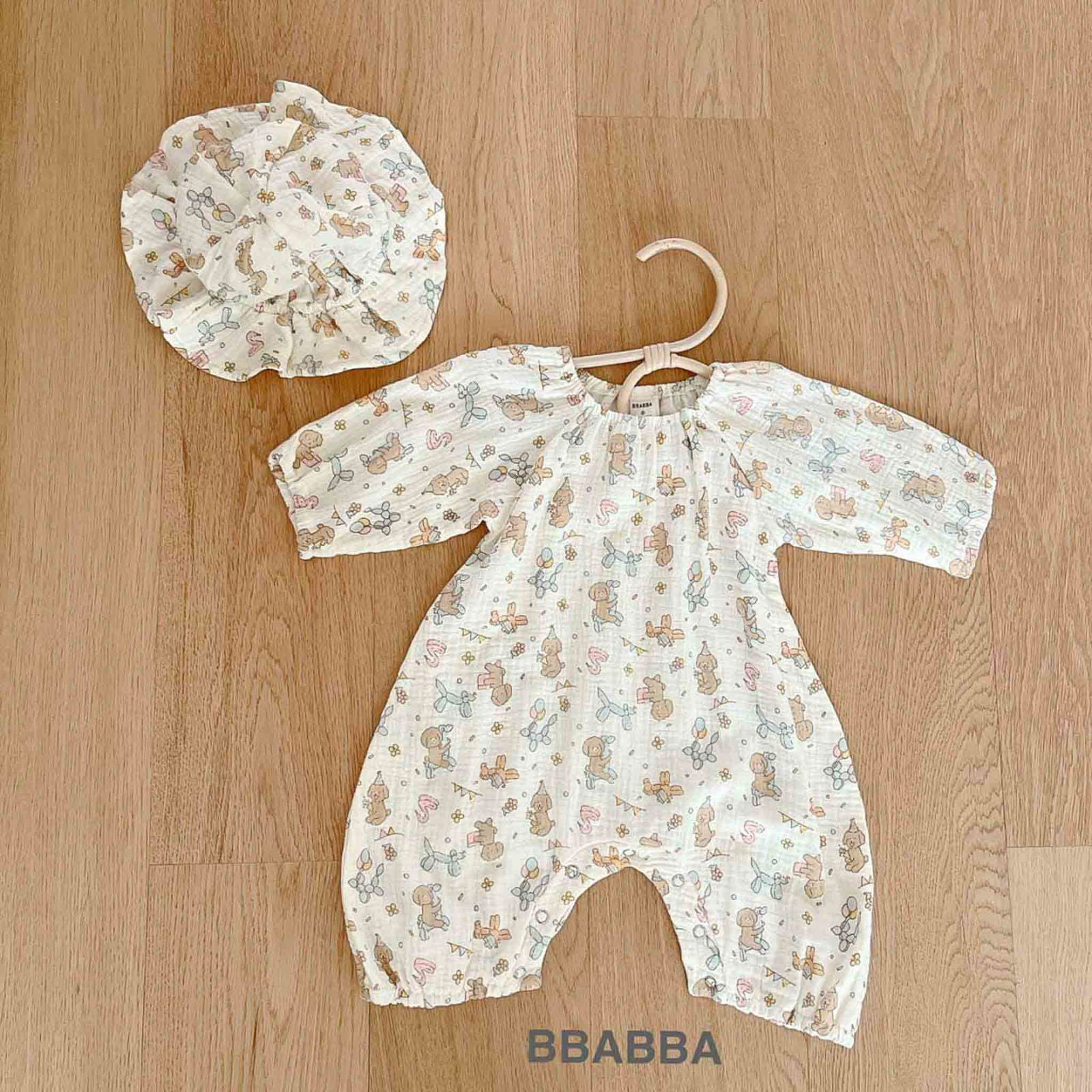 韓國童裝 24秋冬 | bbabba Body Suit with Hat BA244010 - FLO | FLOWERKKOCH 