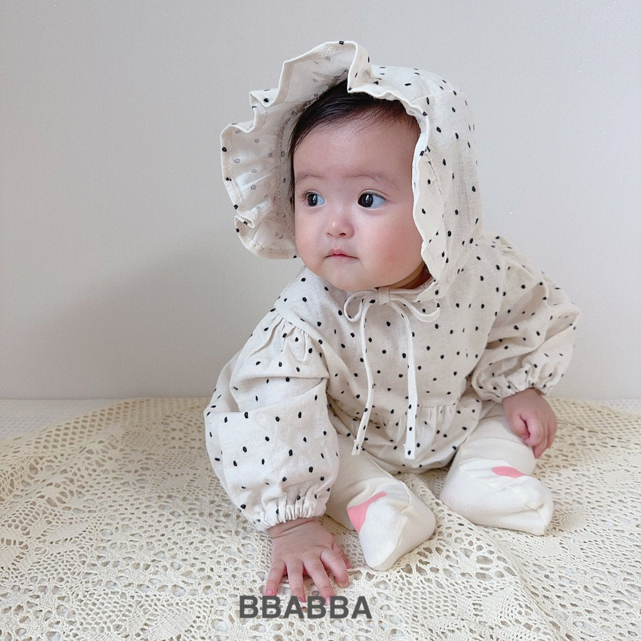 韓國童裝 24秋冬 | bbabba DOT DOT Bodysuit with hat BA244012 - FLO | FLOWERKKOCH 