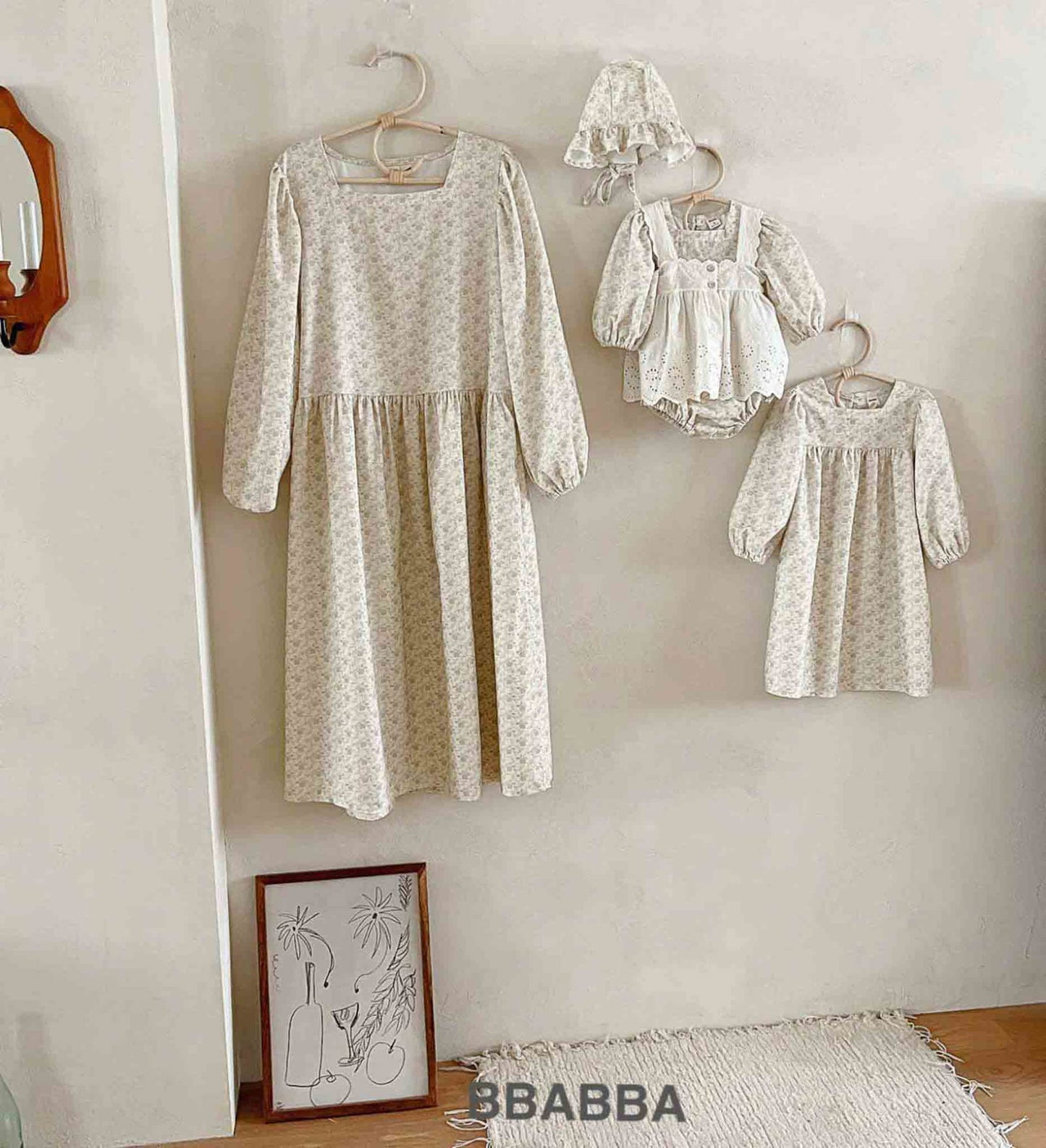 韓國童裝 24秋冬 | bbabba FLORA BABY SUIT & KIDS OPS 親子裝 BA24407 - FLO | FLOWERKKOCH 