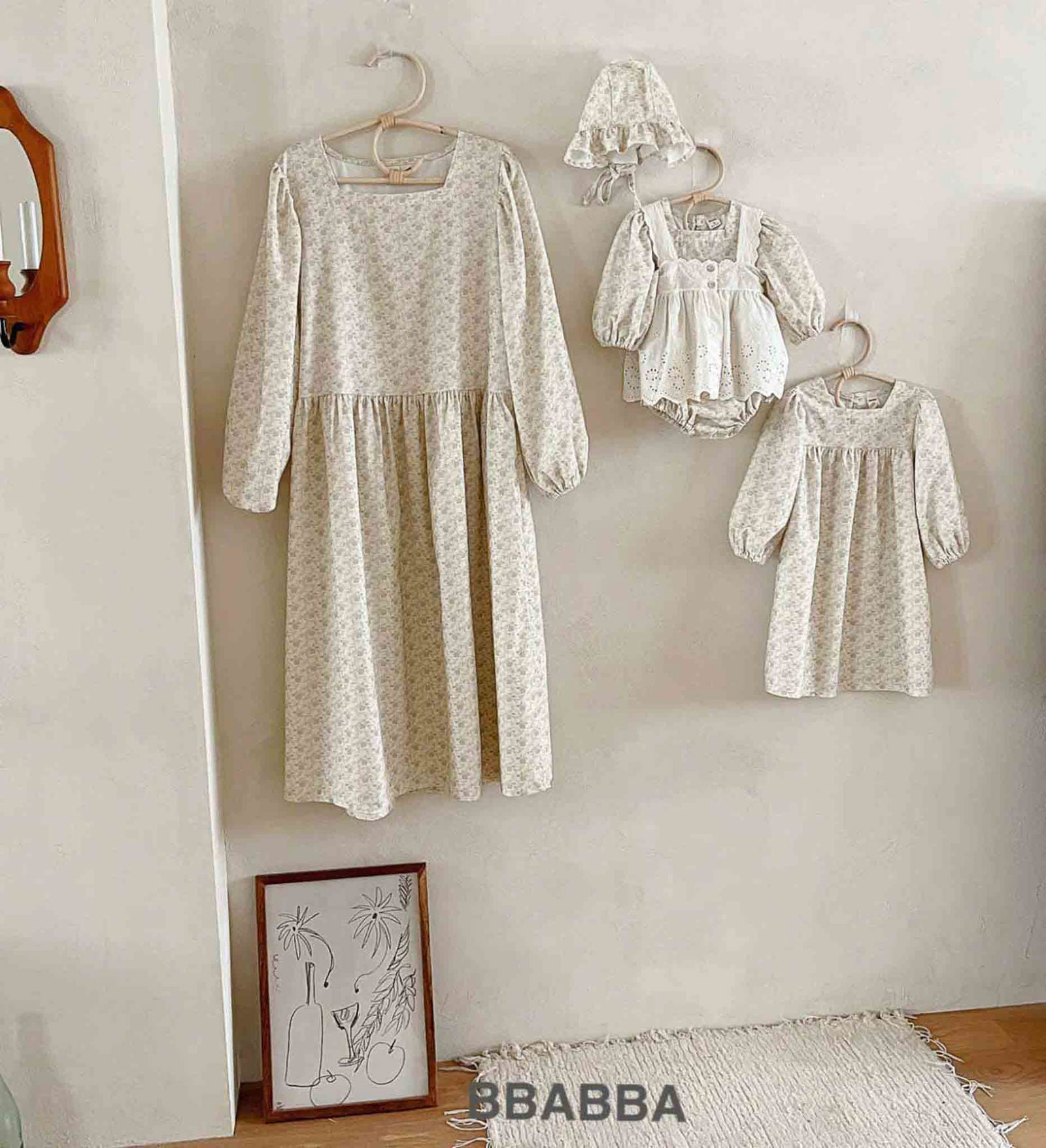 韓國童裝 24秋冬 | bbabba FLORA BABY SUIT & KIDS OPS 親子裝 BA24407 - FLO | FLOWERKKOCH 