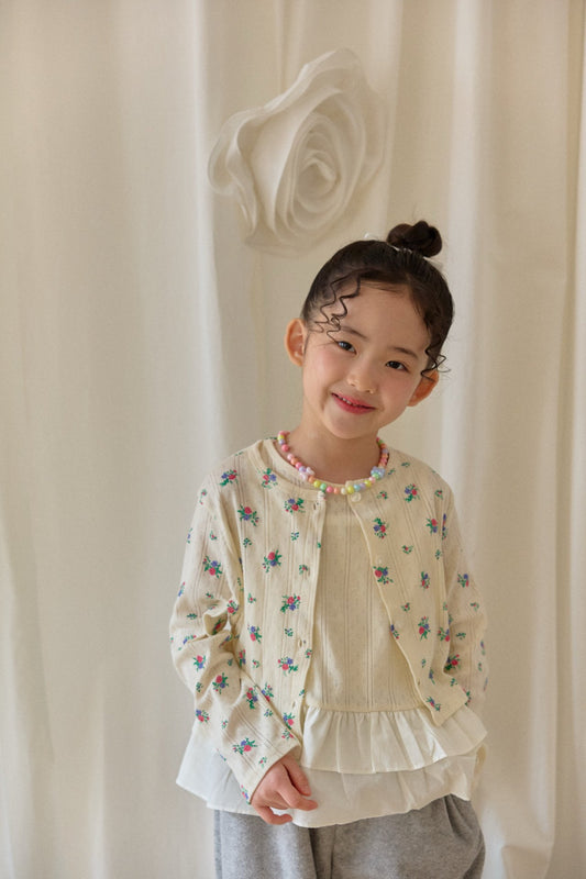 韓國童裝 26春 | BB26103  Floral Cardigan with Tee Set 碎花外套連小背心