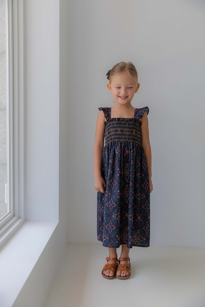 韓國童裝 26夏| LU51 Bella Smock Dress | Bella 抓皺洋裝 (80-130)