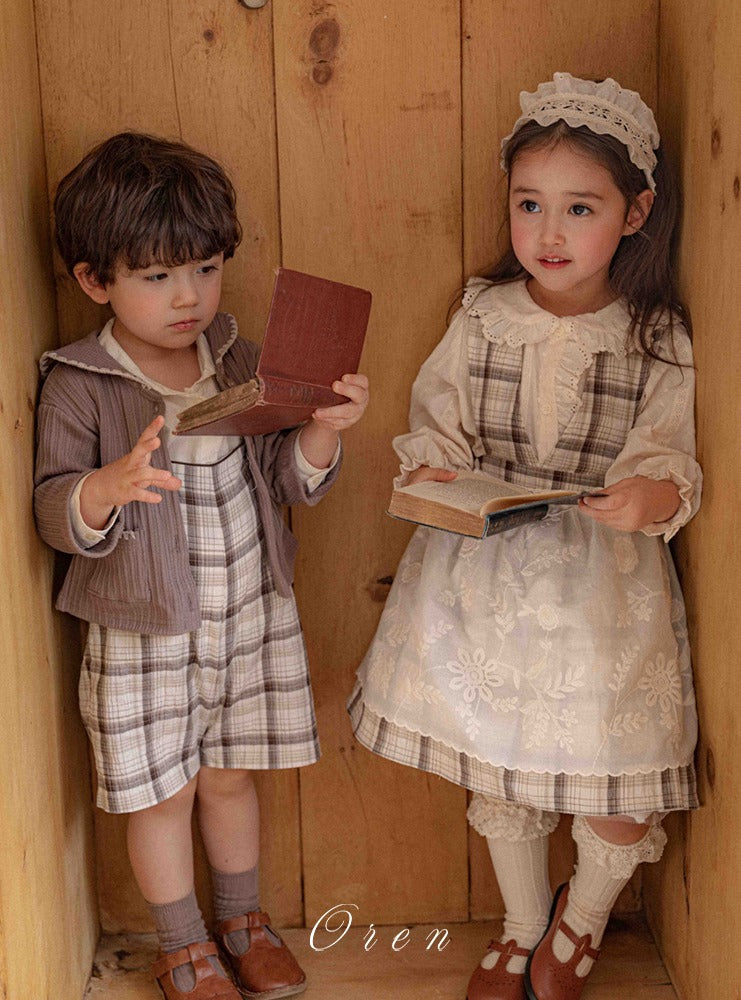 韓國童裝 26春 |  OR76 Check one-piece dress (85~120cm)