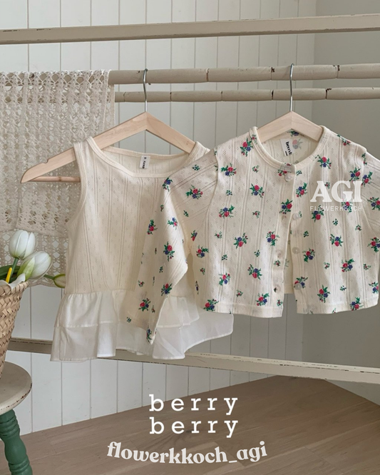 韓國童裝 26春 | BB26103  Floral Cardigan with Tee Set 碎花外套連小背心