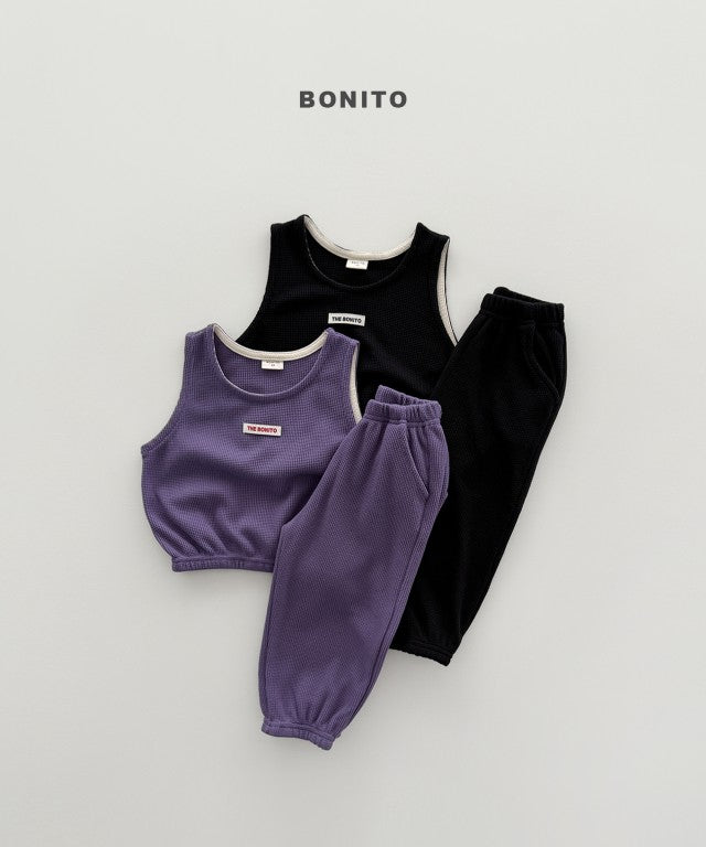 韓國童裝 26秋| BT59 Mini Waffle Vest Pants Set 套裝 (80-140)